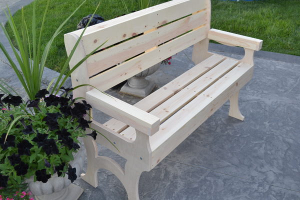 wooden park bench 48 inches long