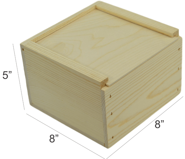 wooden slide top box 8x8x5