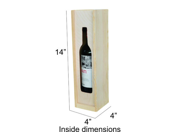 one bottle slide top wooden box with window