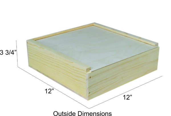 wooden box 12x12x4 slide top