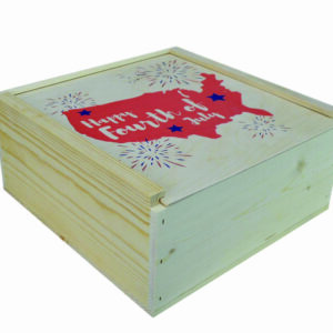 Wooden 4th of July slide top box