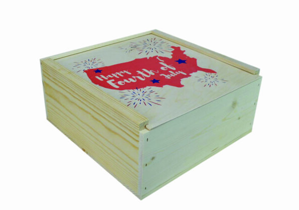 Wooden 4th of July slide top box